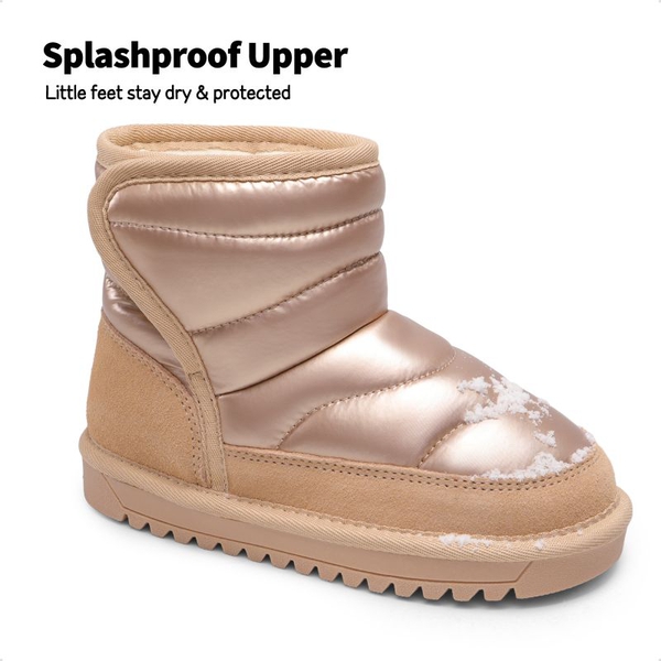 Kids Faux Fur Ankle Snow Boots - ROSE GOLD - 4